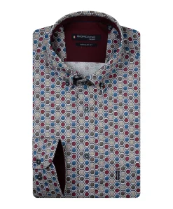 Heren overhemd lange mouw bordeaux