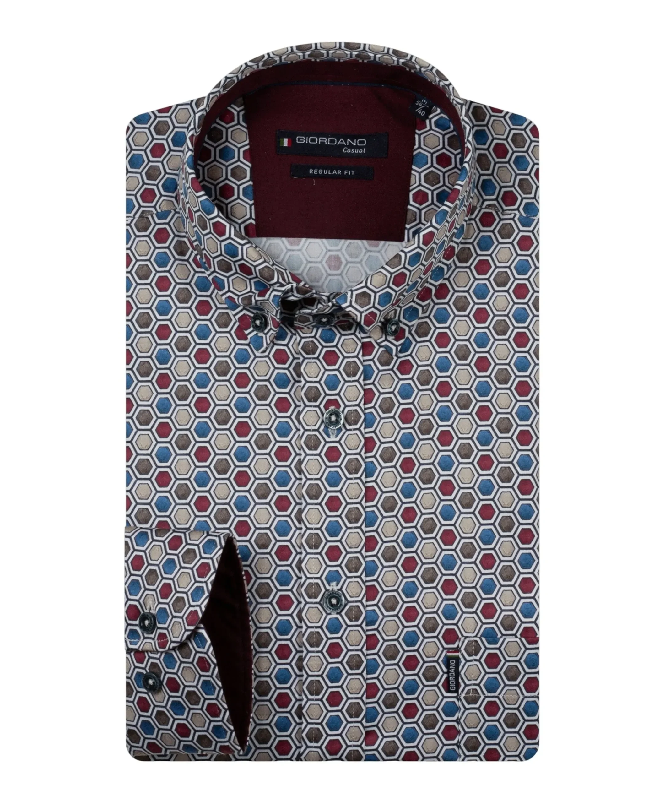 Heren overhemd lange mouw bordeaux