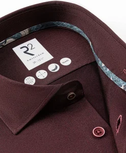 Heren overhemd lange mouw bordeaux