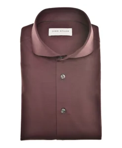 Heren overhemd lange mouw bordeaux
