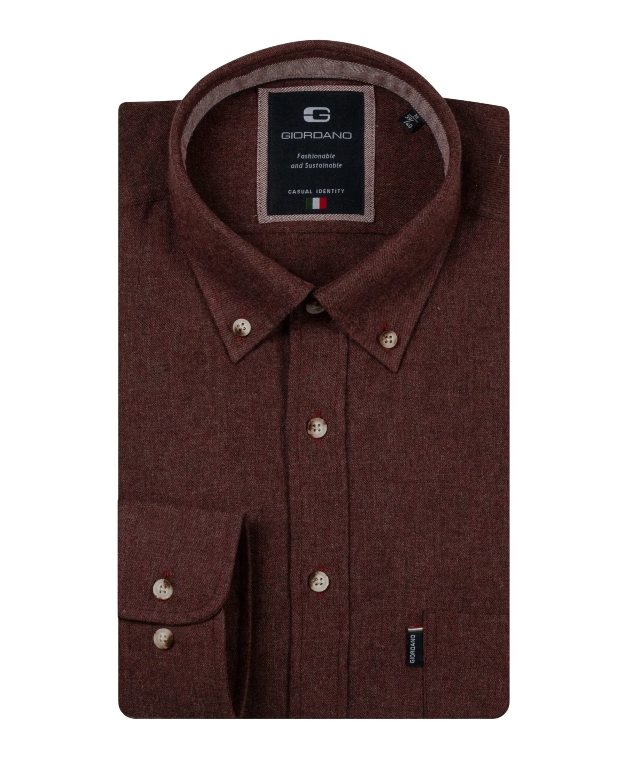 Heren overhemd lange mouw bordeaux