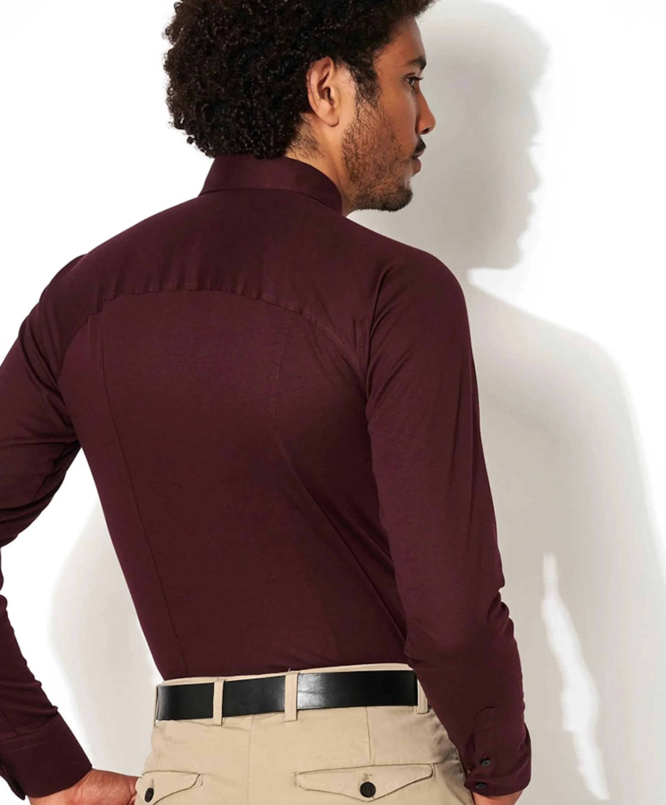 Heren overhemd lange mouw bordeaux