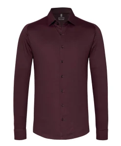 Heren overhemd lange mouw bordeaux