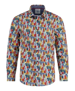 Heren overhemd lange mouw multicolor