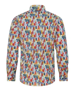 Heren overhemd lange mouw multicolor