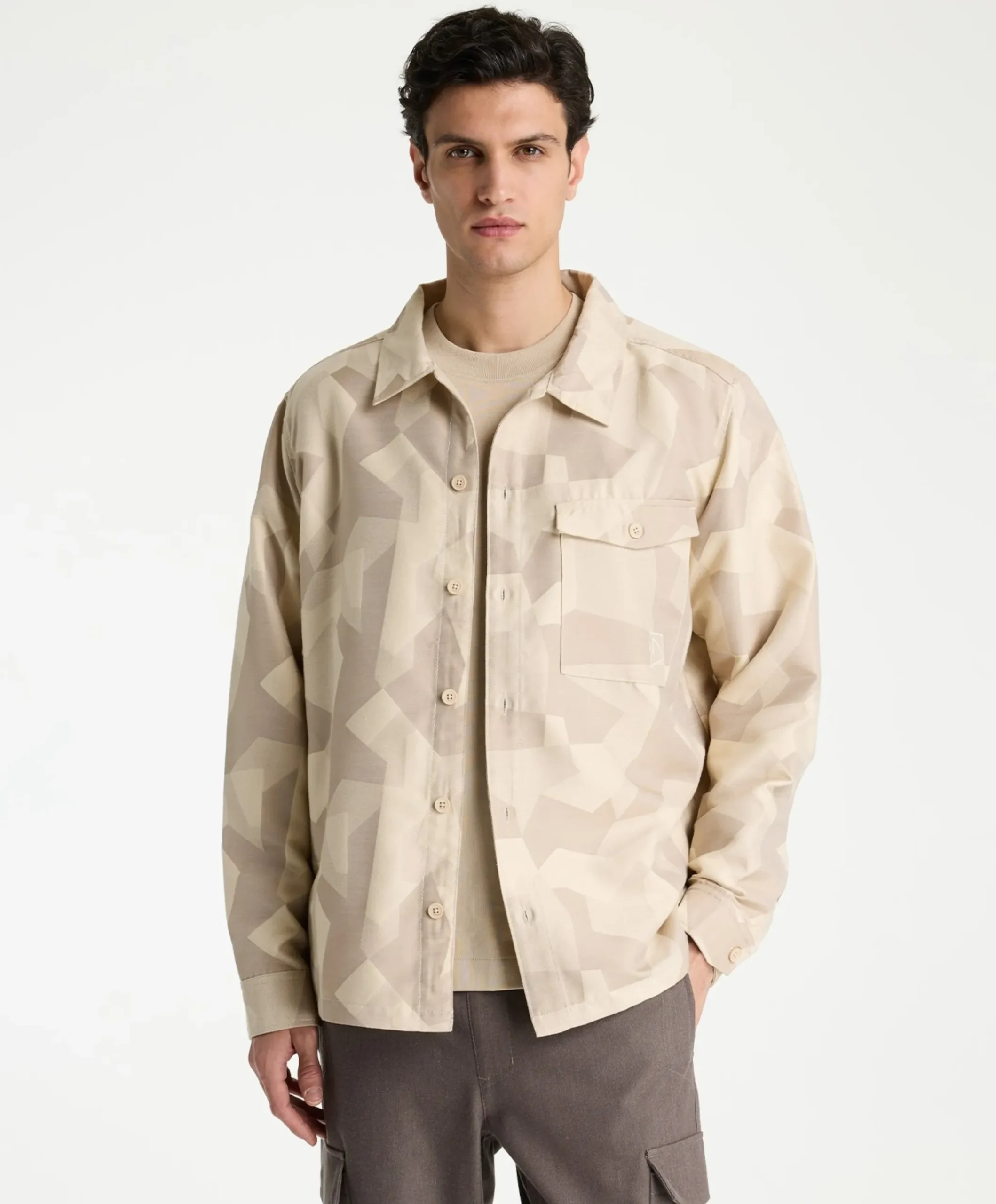 Heren overshirt beige