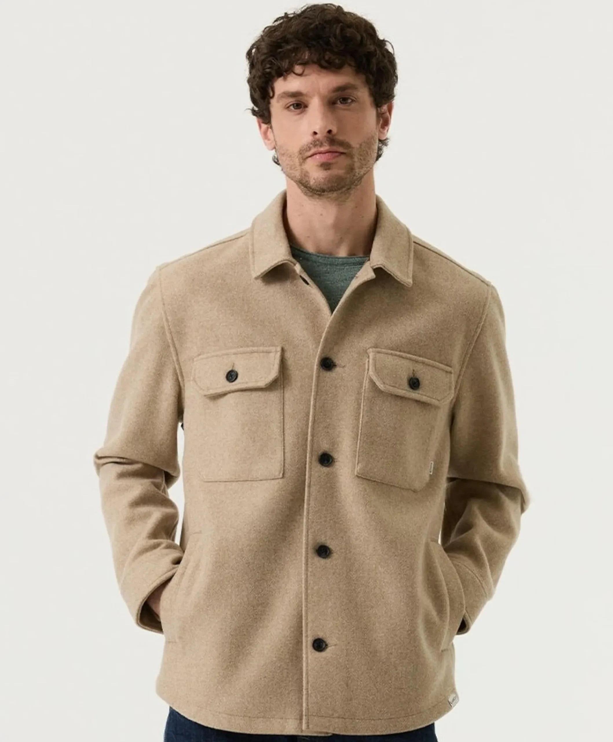 Heren overshirt beige