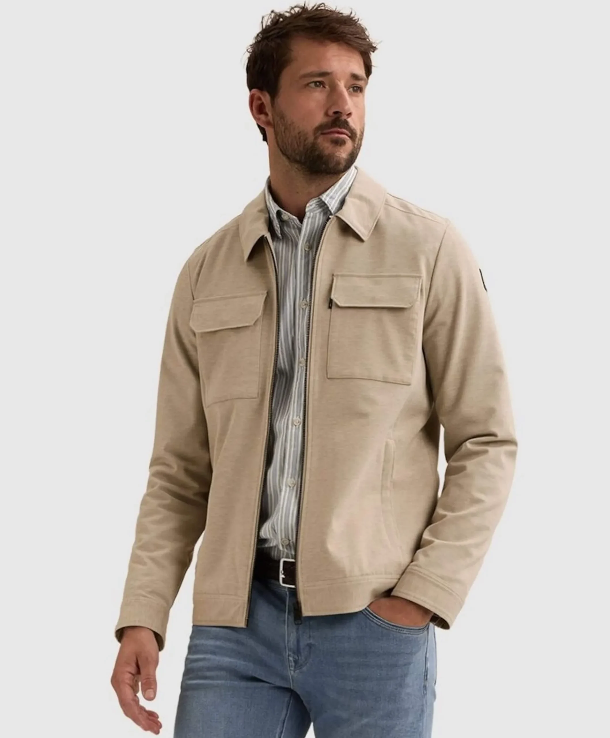 Heren overshirt beige