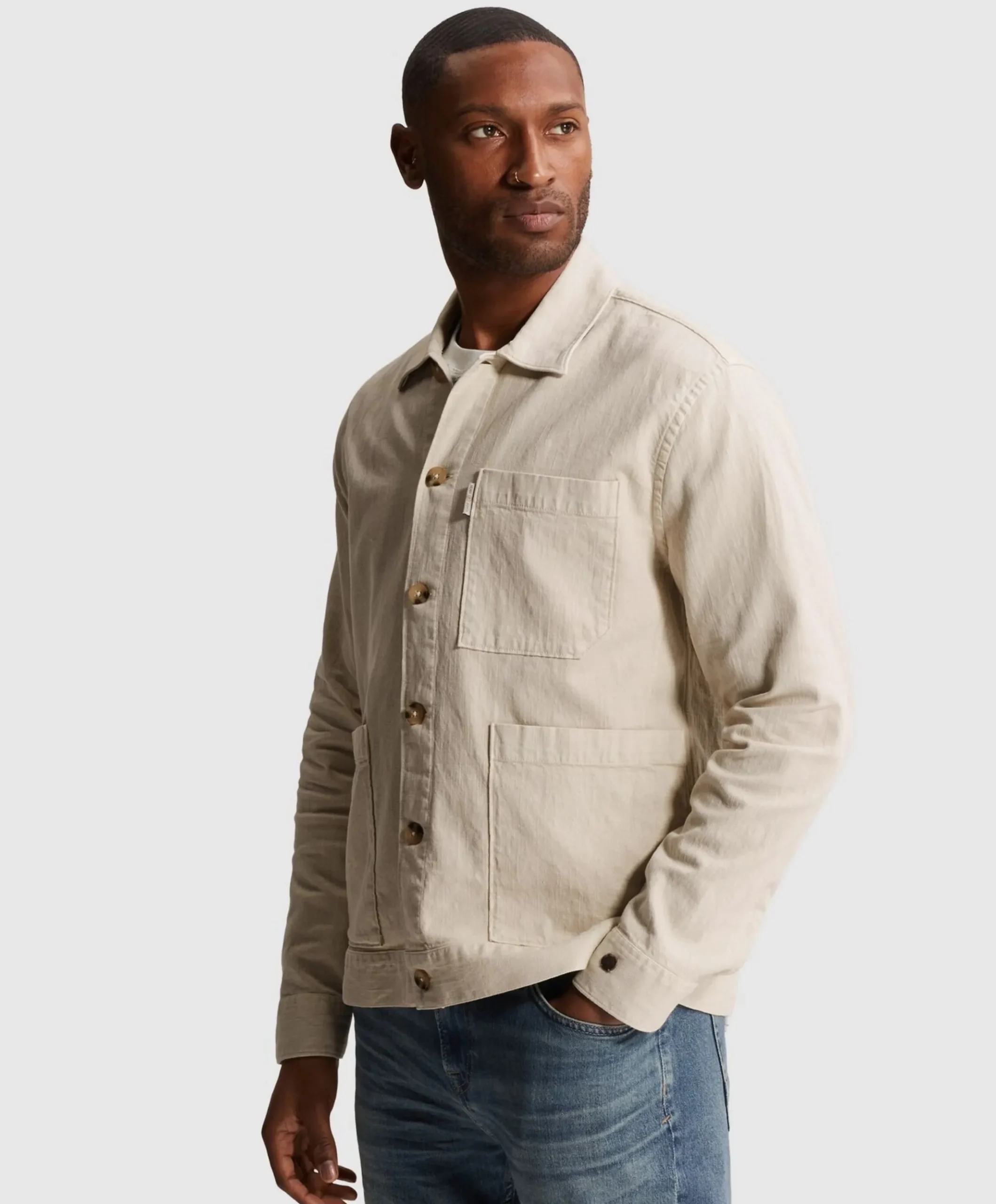 Heren overshirt beige