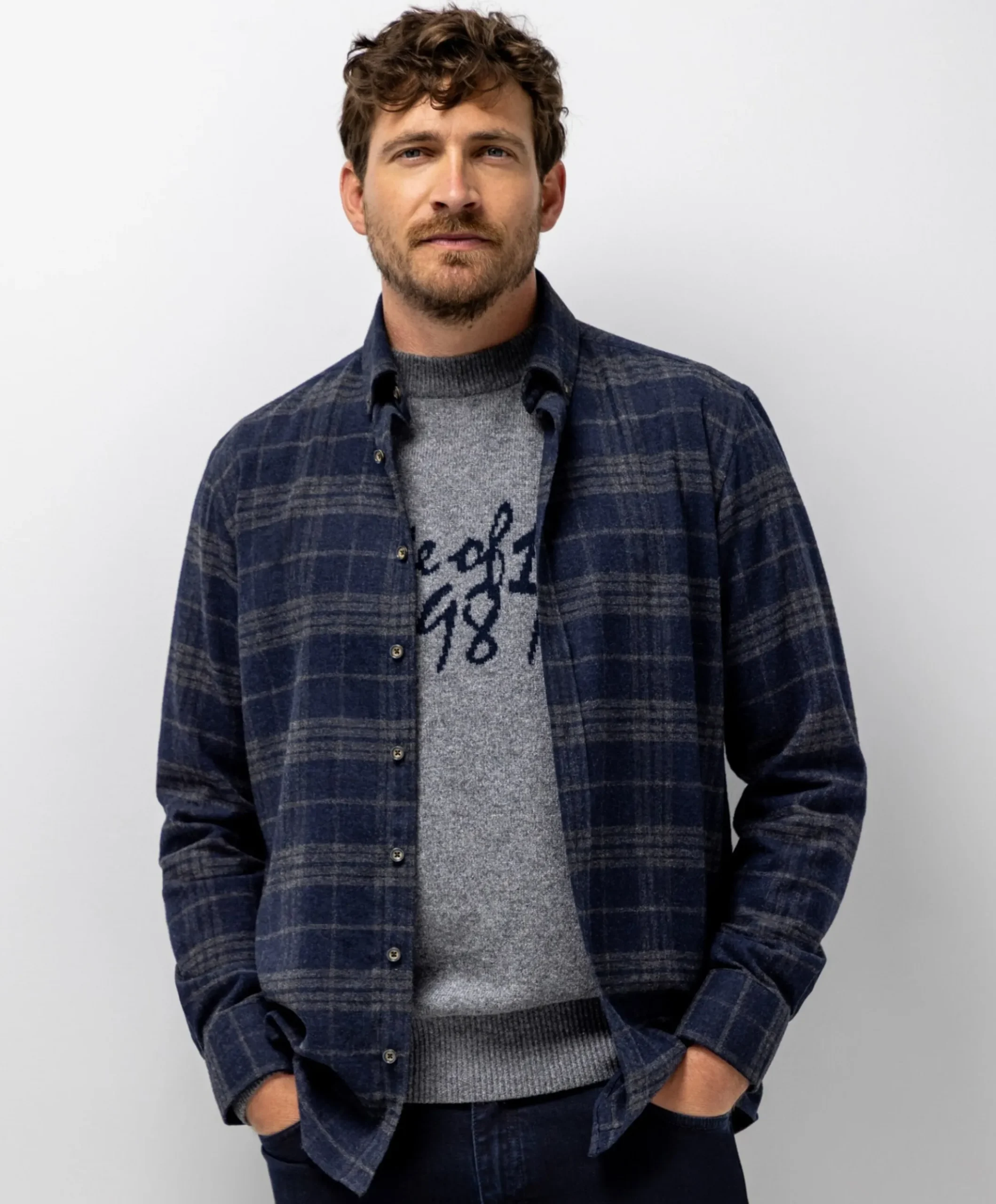 Heren overshirt blauw