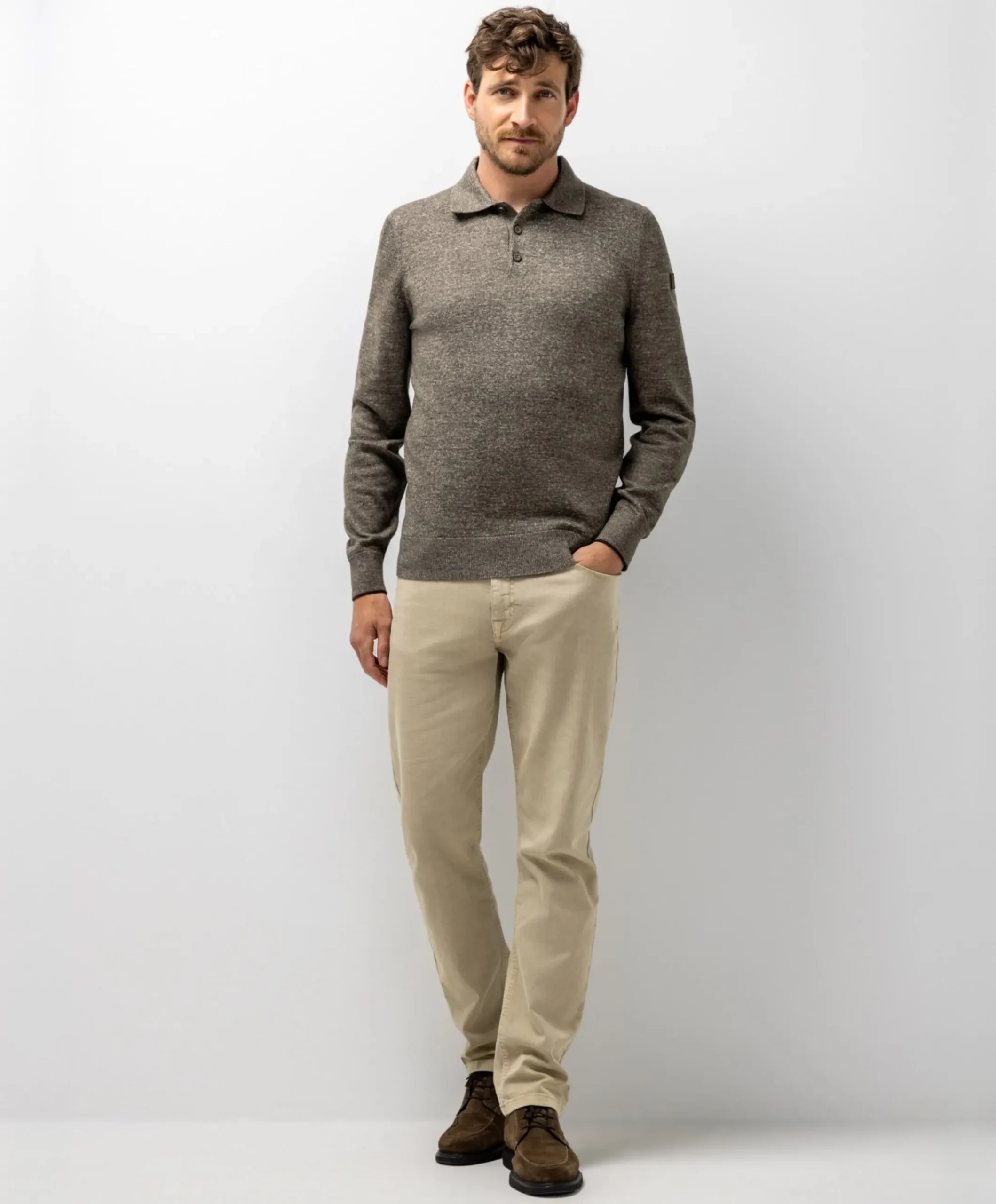 Heren polo bruin