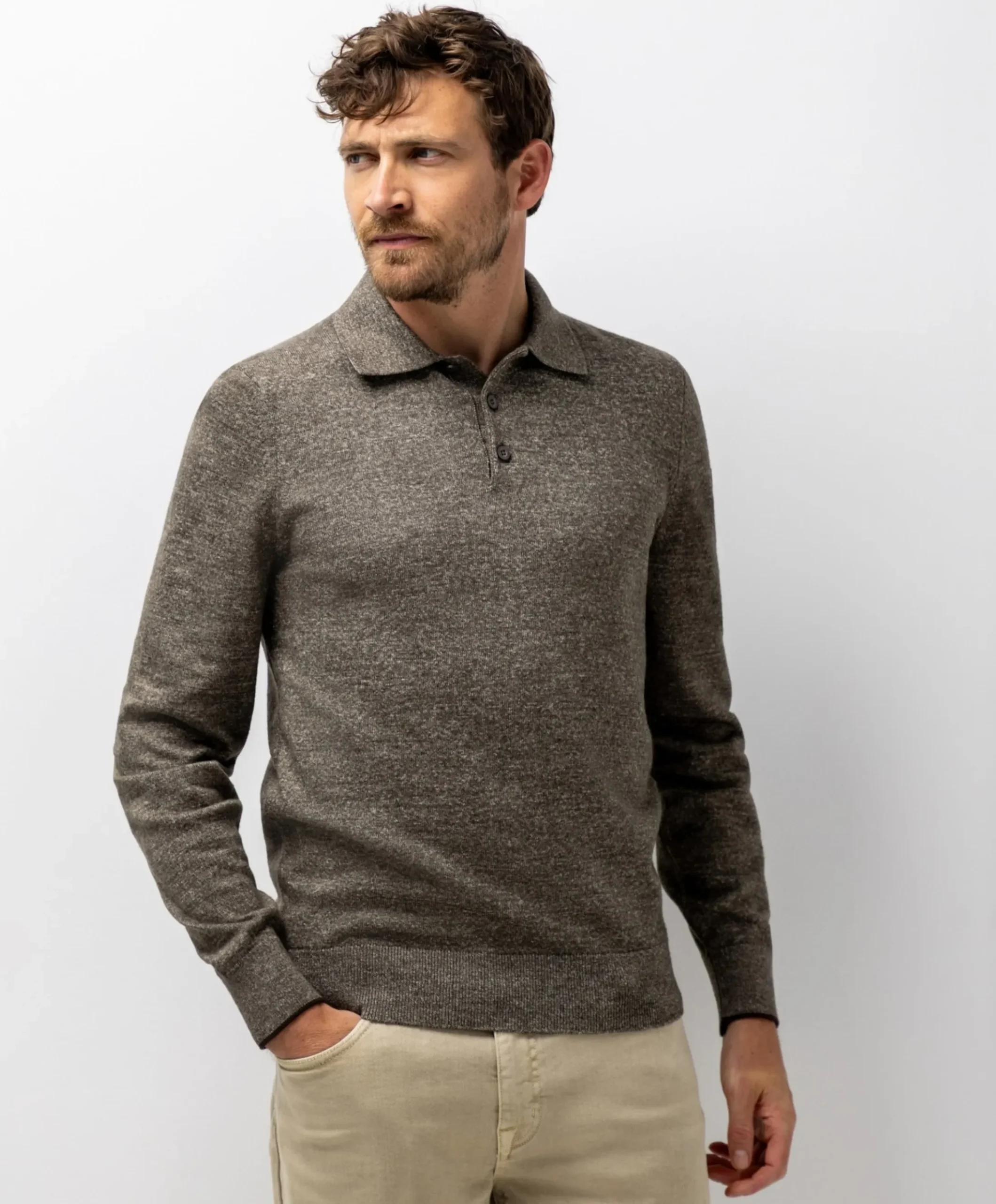 Heren polo bruin
