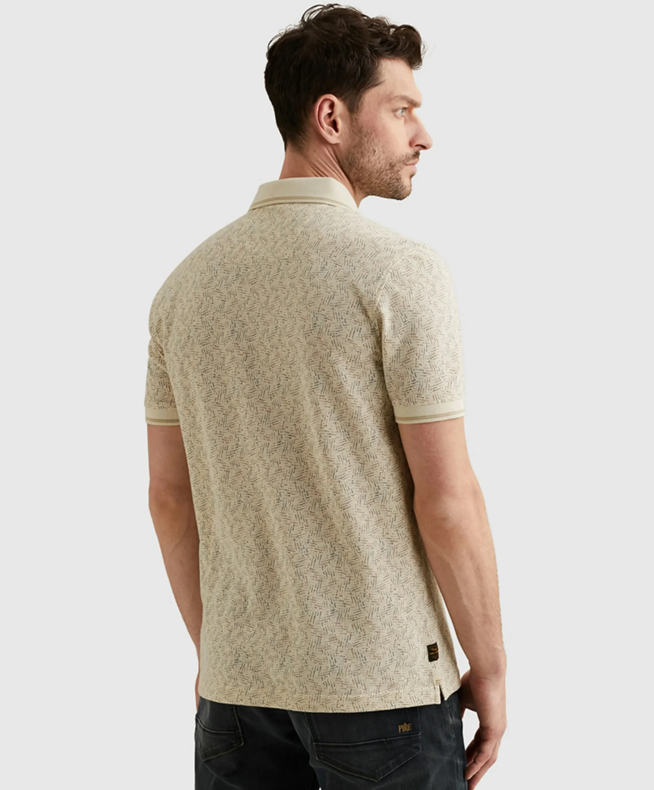 Heren polo ecru