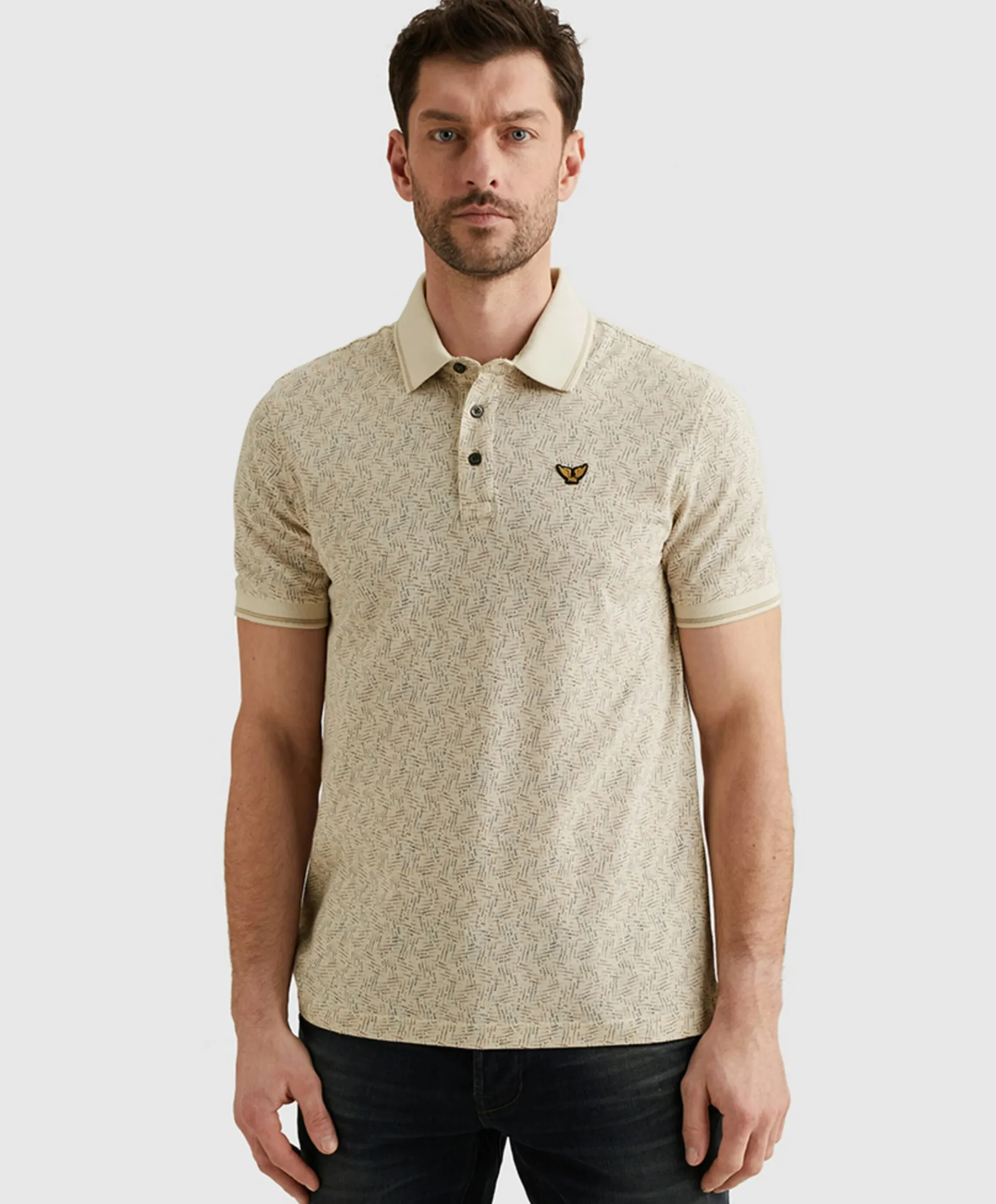 Heren polo ecru