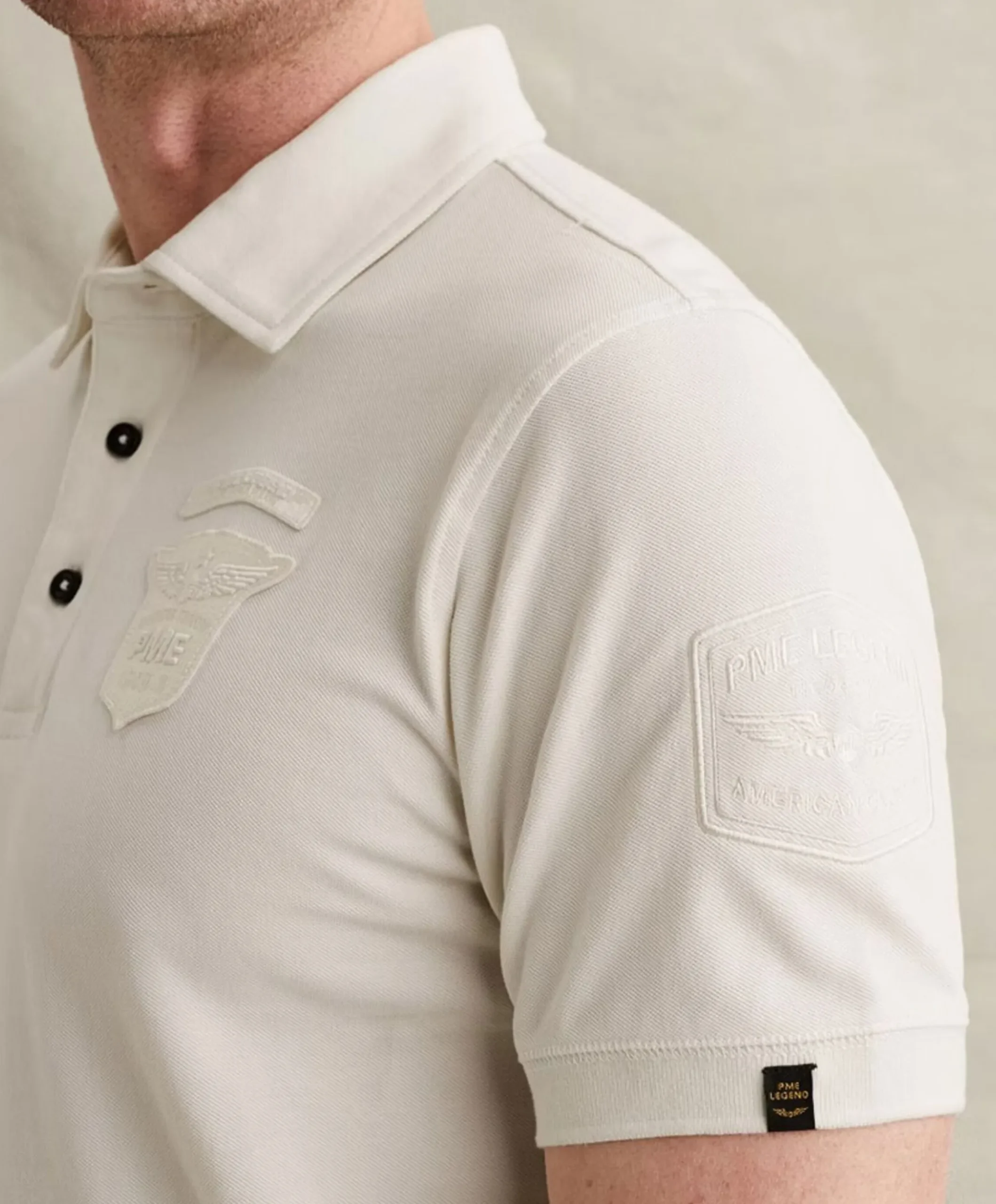 Heren polo ecru