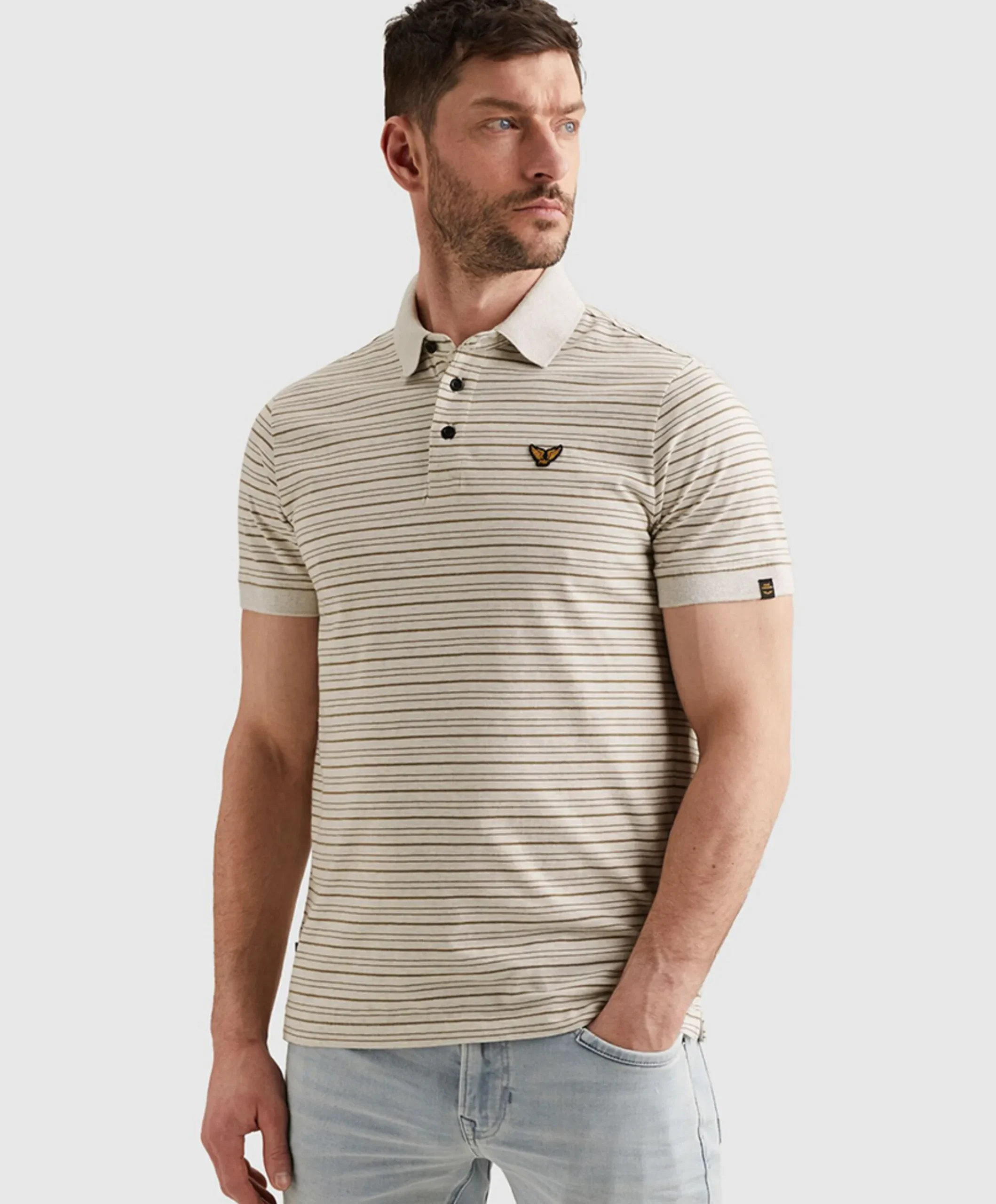 Heren polo ecru