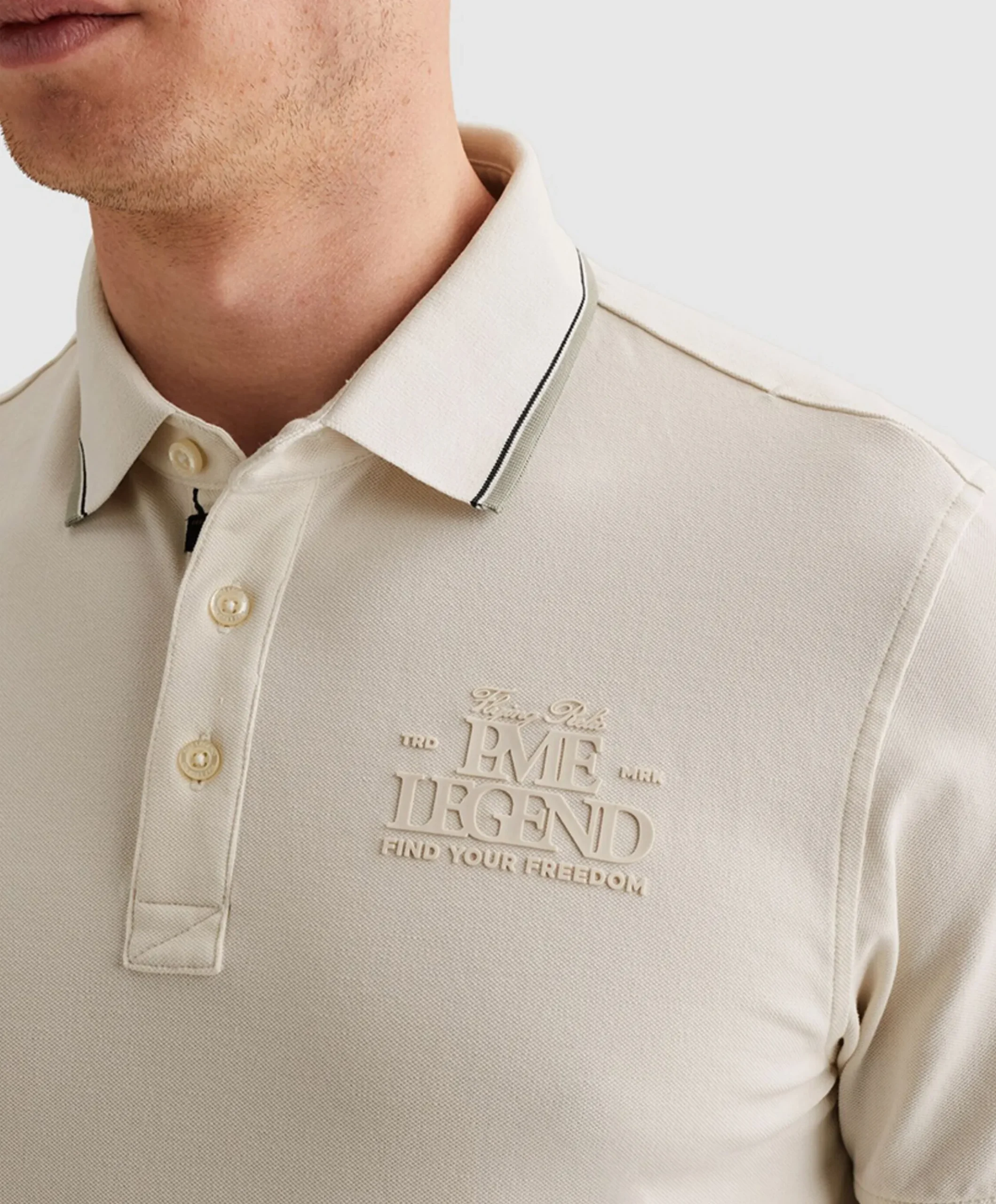 Heren polo ecru