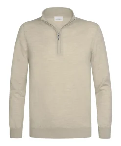 Heren trui met rits beige