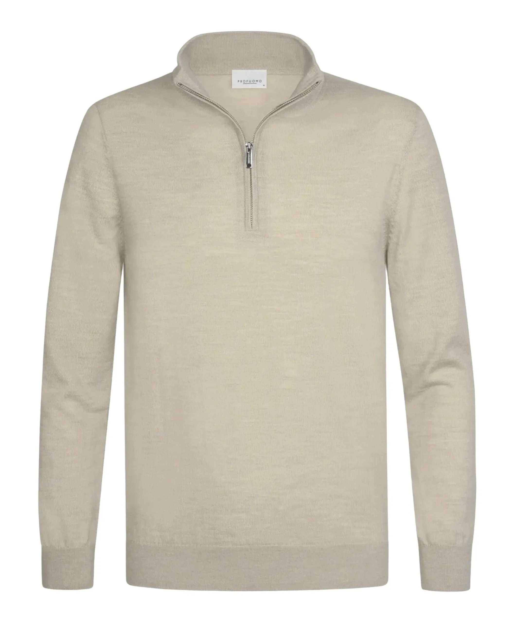 Heren trui met rits beige