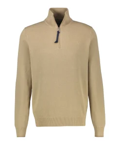 Heren trui met rits beige