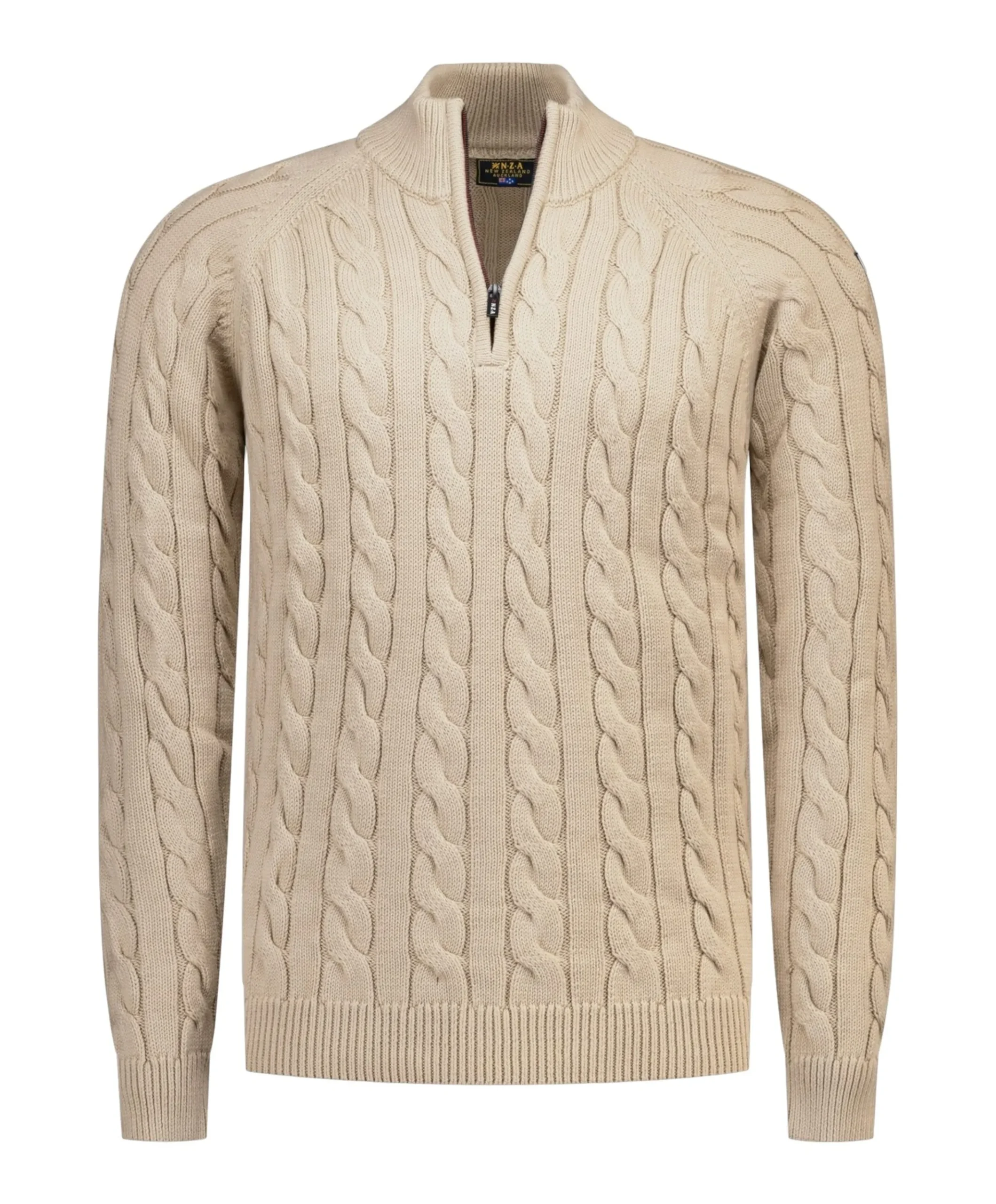 Heren trui met rits beige