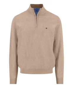 Heren trui met rits beige