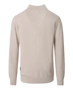 Heren trui met rits beige