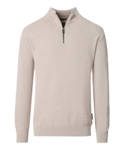 Heren trui met rits beige