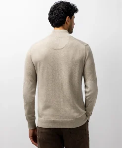 Heren trui met rits beige