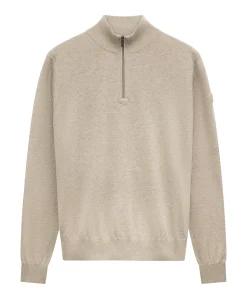 Heren trui met rits beige