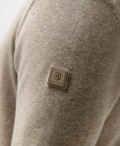 Heren trui met rits beige