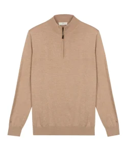 Heren trui met rits beige