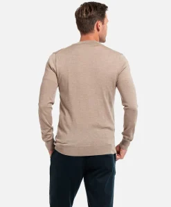 Heren trui met rits beige