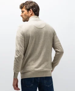 Heren trui met rits beige