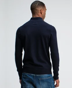 Heren trui met rits blauw