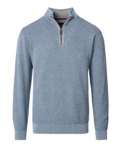 Heren trui met rits blauw