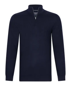 Heren trui met rits blauw