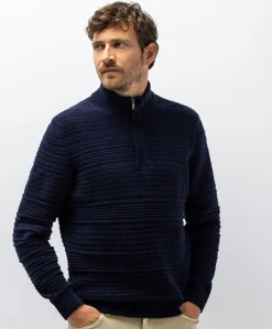Heren trui met rits blauw