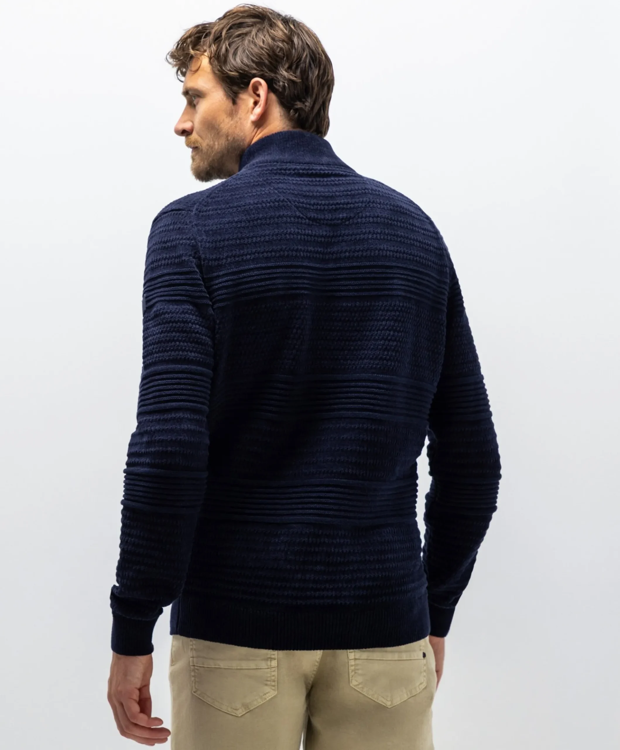 Heren trui met rits blauw