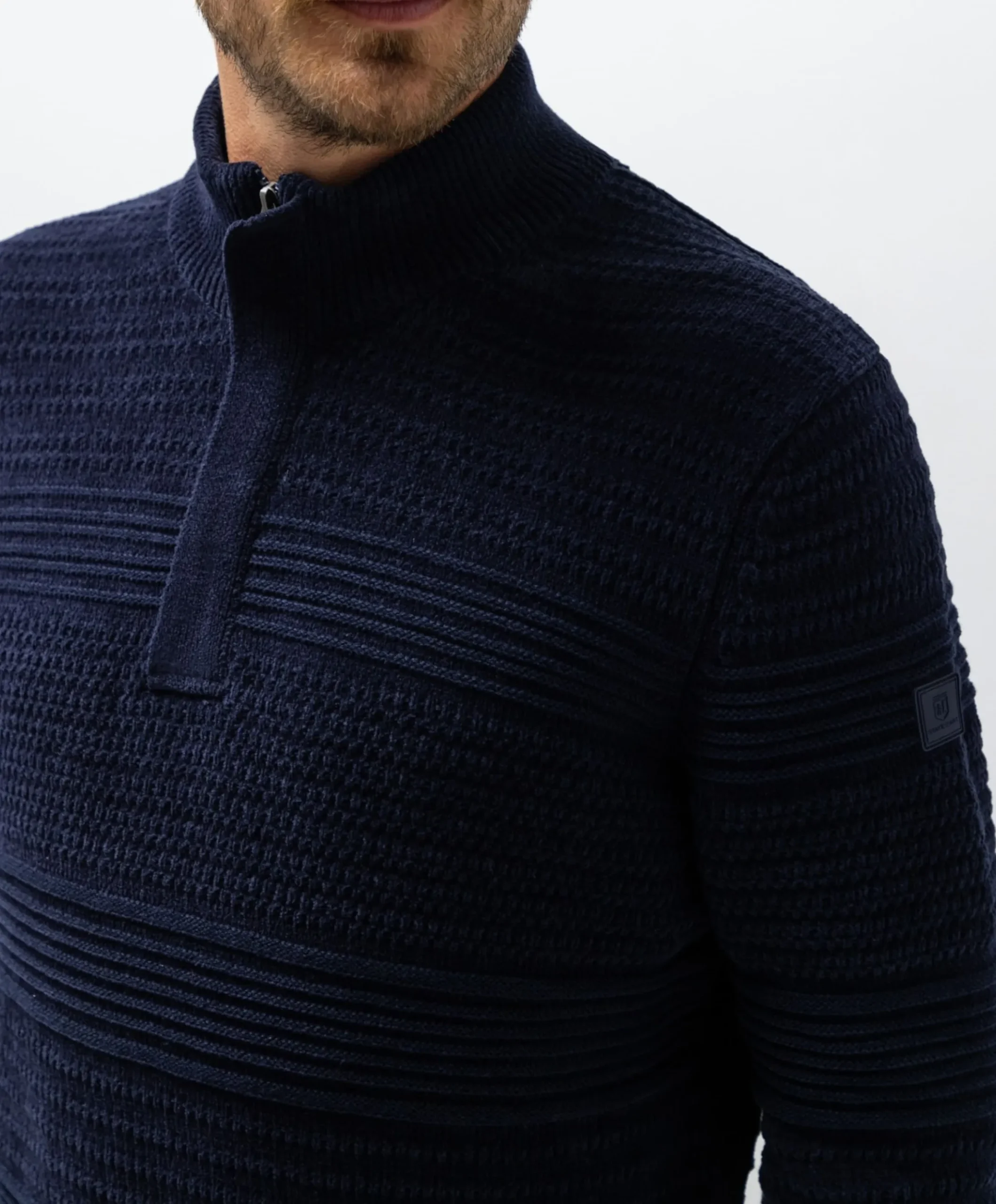 Heren trui met rits blauw