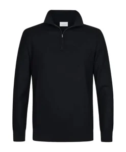Heren trui met rits blauw