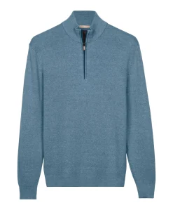 Heren trui met rits blauw