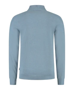 Heren trui met rits blauw
