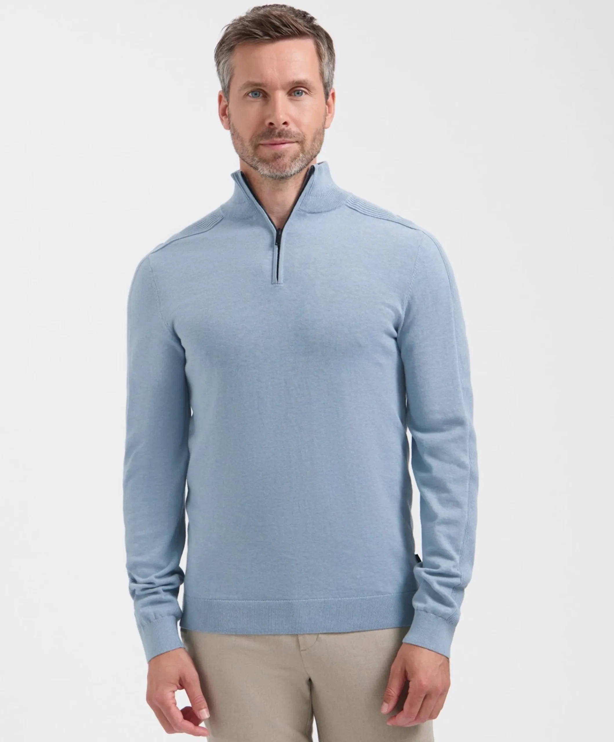 Heren trui met rits blauw