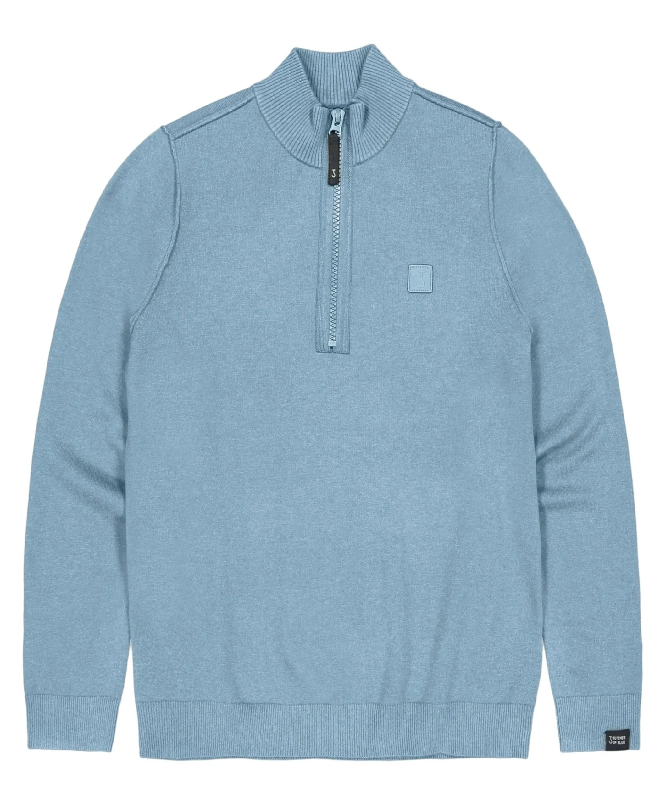 Heren trui met rits blauw