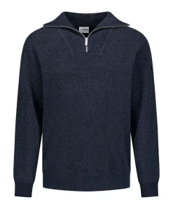 Heren trui met rits blauw