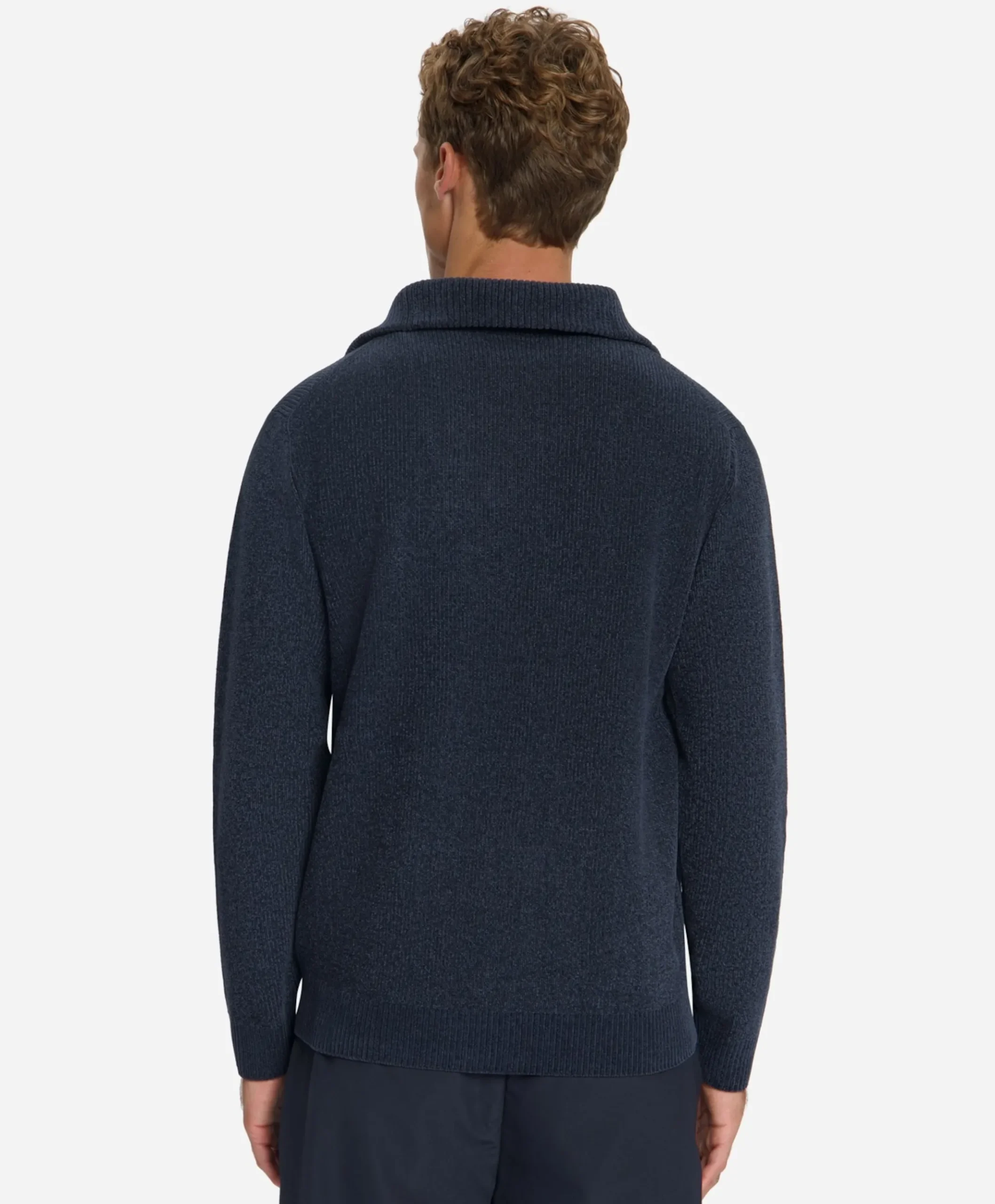 Heren trui met rits blauw