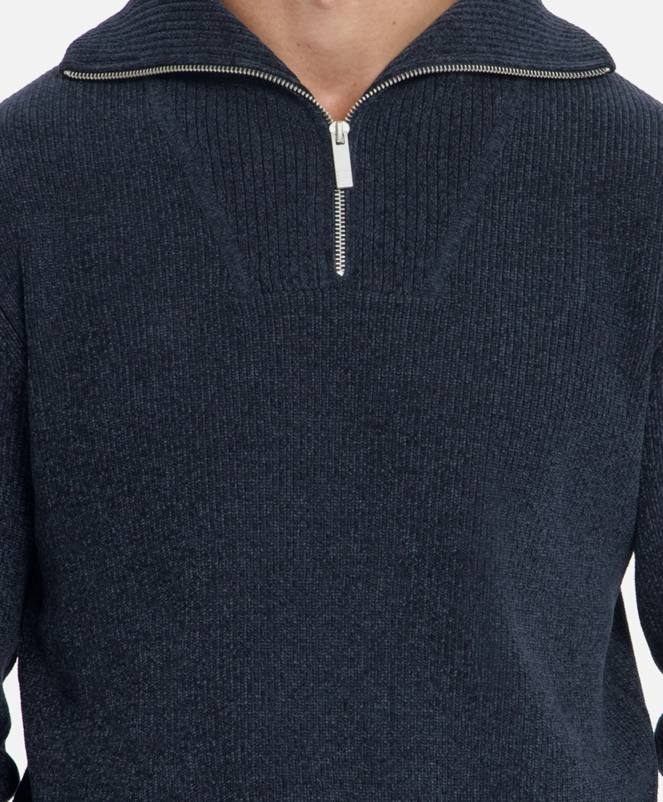 Heren trui met rits blauw
