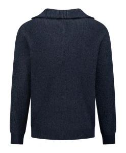 Heren trui met rits blauw