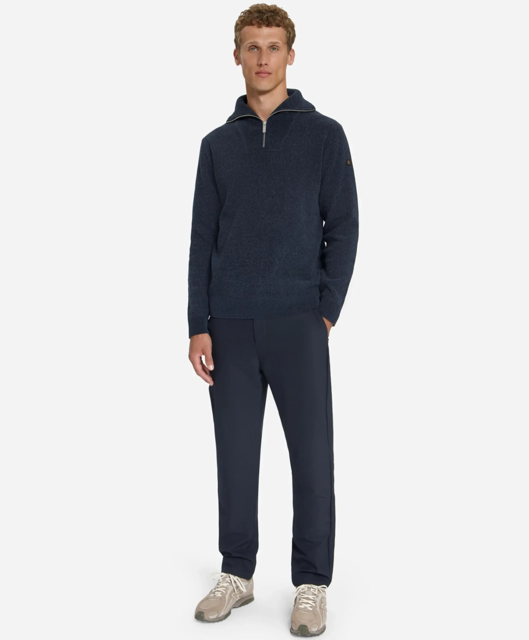 Heren trui met rits blauw